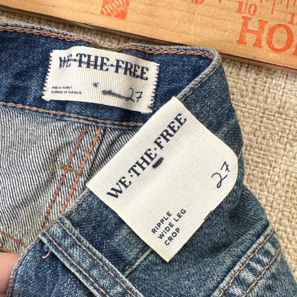 We the Free Ripple Wide Leg Crop Flare Denim Jeans, NWT, Size 27 - Picture 5 of 8